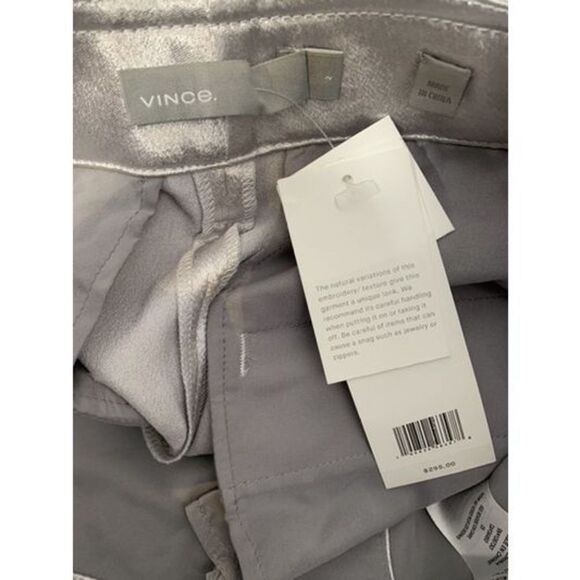 Vince Women's Metallic Silver Satin Wide Leg Crop Pants Size 2 NWT - Picture 7 of 9